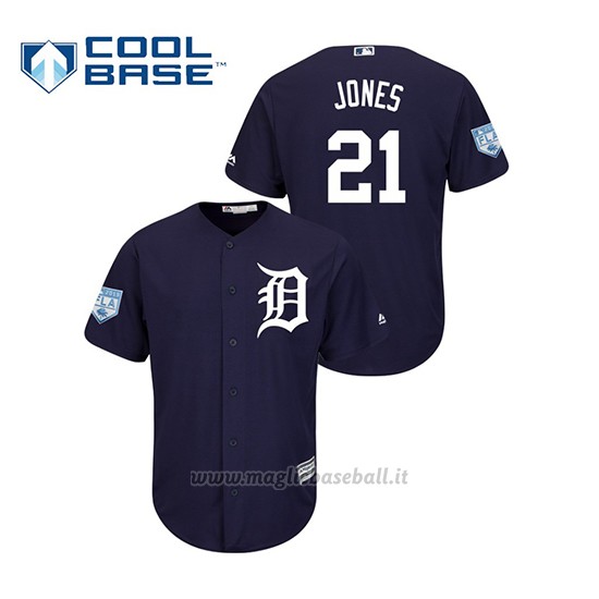 Maglia Baseball Uomo Detroit Tigers Jacoby Jones 2019 Entrenamiento De Primavera Cool Base Blu